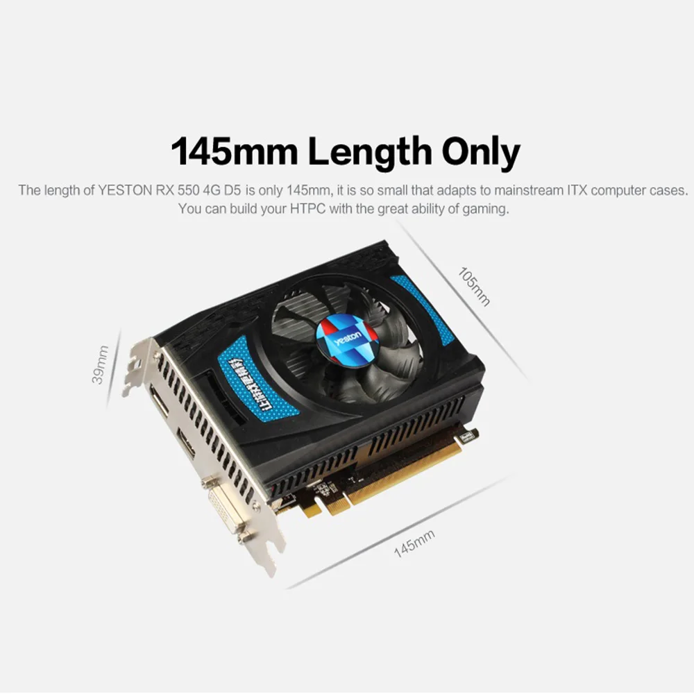 Yeston Radeon RX 550 GPU 4 ГБ GDDR5 128 бит игровой настольный компьютер ПК видеокарты Поддержка