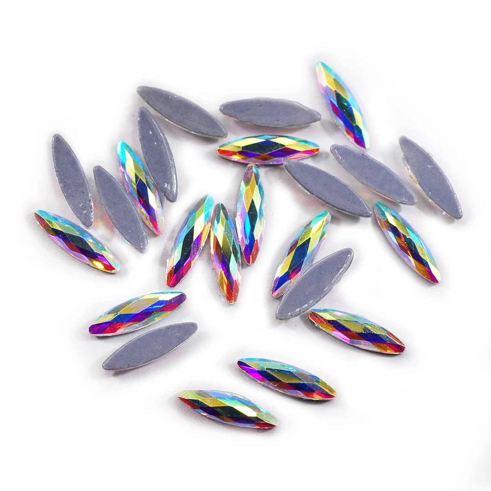 3x11mm - 50pcs Стразы горячей фиксации AB Цвет форма звезда цветок сердце стеклянные стразы для украшения одежды 50 шт - Цвет: 3x11mm - 50pcs