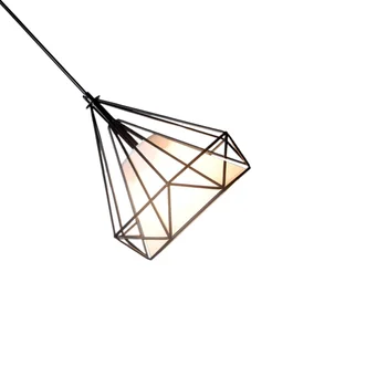 

Iron Pendant Lamp Diamond Shape Ceiling Lamp Restaurant Decorative Pendant Light (Black Frame White Cover)