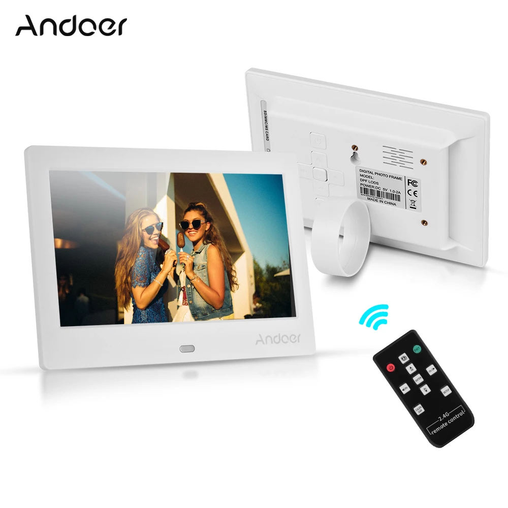 

Andoer 7inch IPS HD Digital Photo Frame Digital Music Video Clock Calender Remote Control Stand Bracket Gift for Family Friend