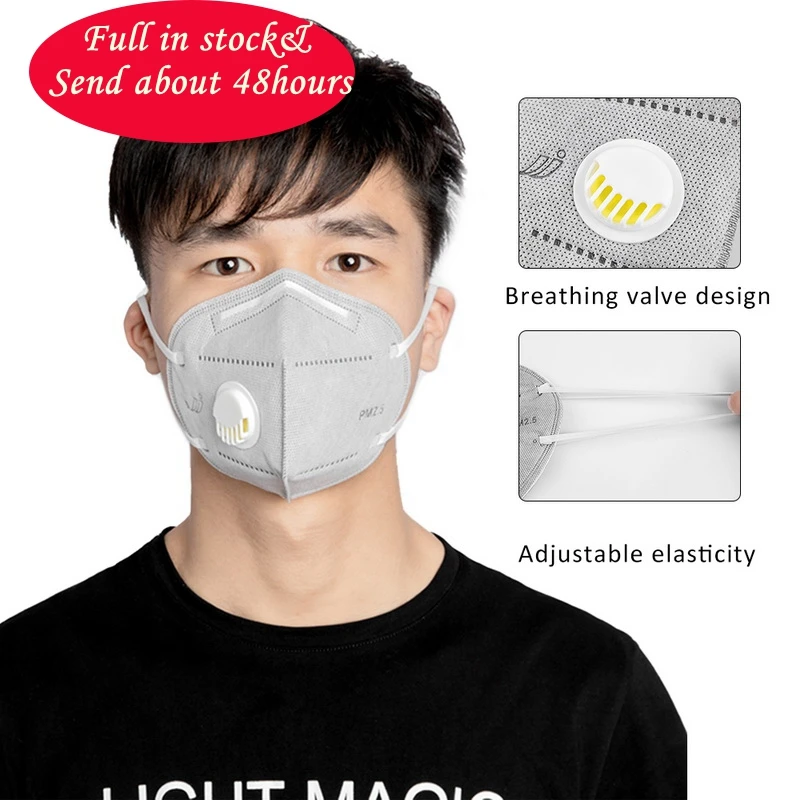 

1/10PC Anti Pollution KN95 Mouth Mask With Valve Dust Reusable Masks For Outdoor Mouth Muffle Respirator Send About 48 Hours