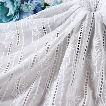 

ChIc Floral Lace Fabric Eyelet White 100% Cotton French Lace Fabric For DIY Costume Bridal Gowns Boho Dress Garment 1yard