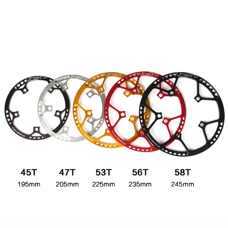 Baratos Litepro ultraligero 130 BCD 45T 47 53T 56T 58T A7075 de aleación de BMX plato plegable bicicleta BMX de sillín de bicicleta de platos y bielas diente