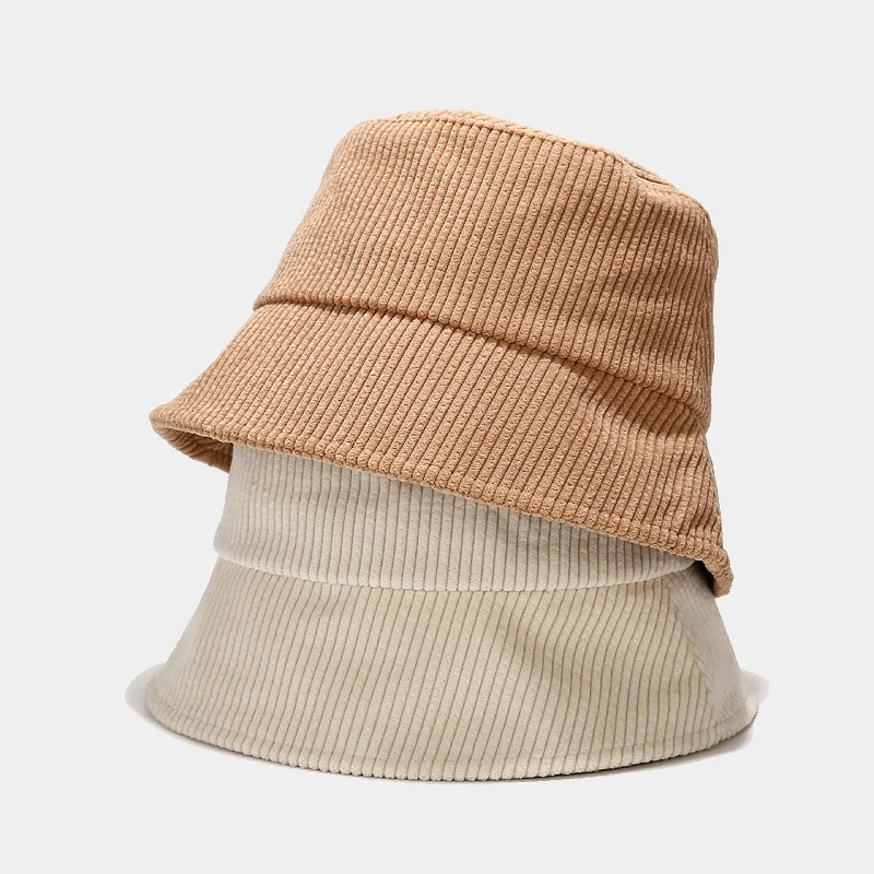 

New Corduroy Winter Bucket Hat for Women Girl Fashion Solid Panama Fishing Caps Autumn Outdoor Flat Fisherman Hats Bonnet Femme