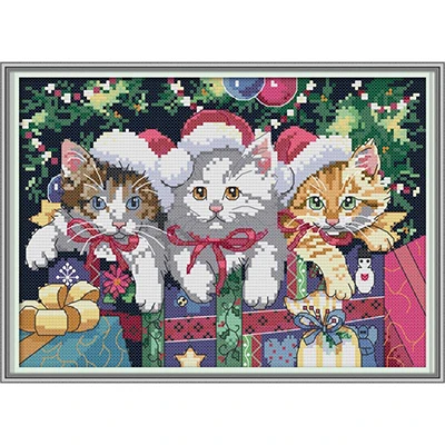 Серия Happy cats Наборы для вышивания крестиком dmc 11CT 14CT Печатный узор для шитья рукодельных работ Китайская вышивка Счетный крест наборы декора - Цвет: DA222