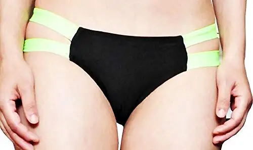 Costume single briefs Brazilian women back bow black green size L |