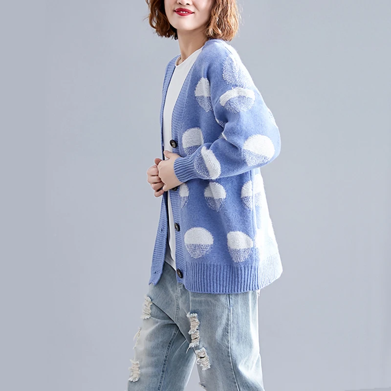 Oladivi Big Plus Size Women Apparel Autumn Winter Casual Loose Knitted Sweater Fashion Ladies Cardigan Female Knitwear Tops