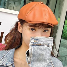 HT2653 берет из искусственной кожи головные уборы для мужчин и женщин винтажные Твердые плюща плоская кепка кепки Ретро береты для мужчин женщин художника шляпа