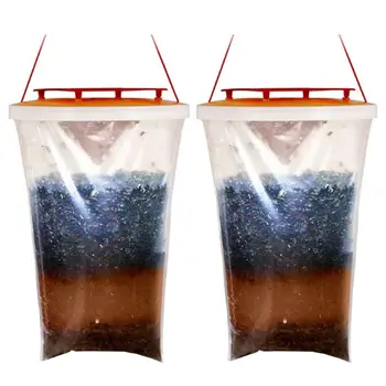 

2PCS FLY BAG TRAP RED TOP CATCHER KILLS 20,000 FLIES INSECTS PEST CONTROL KILLER