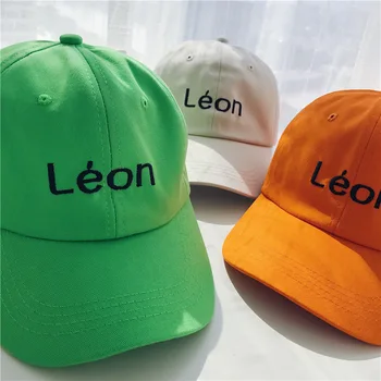 

Snapback Hip Hop Baseball Cap High Street Embroidery Sun Hats Fluorescent green "LEON" High Quality Unisex Baseball Caps Orange
