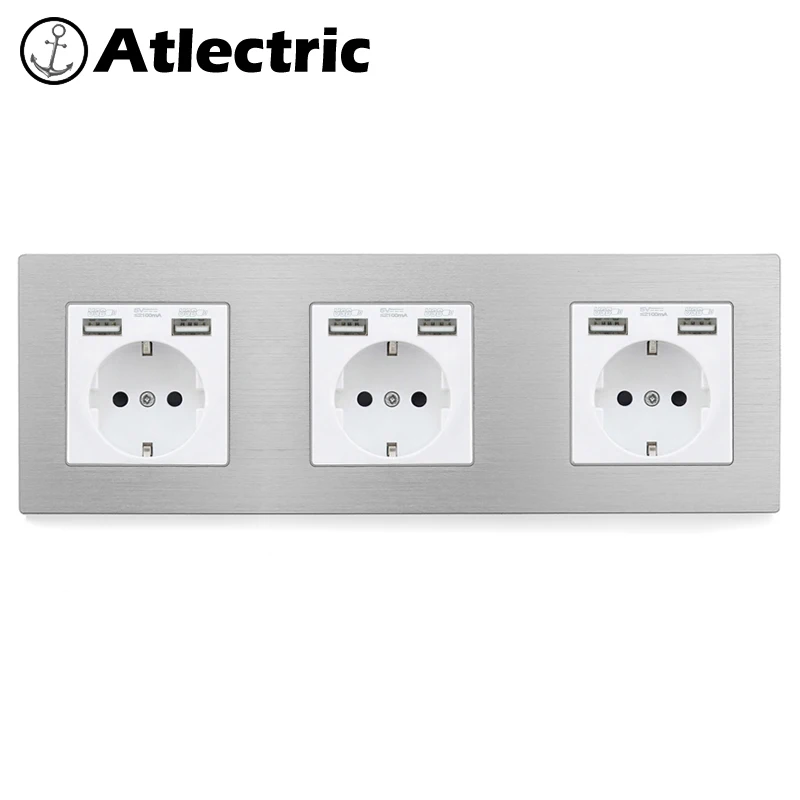 Atlectric европейская вилка разъем usb зарядный порт розетка для мобильного двойной тройной Четырехместный электрическая розетка переходник usb,разетка с usb для дома,розетки