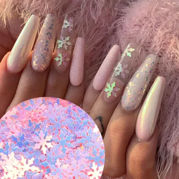 

Glitter Snowflake Nails Sequins Shape Mix Nail Art Decoration Acrylic Gel Ice Winter Design
