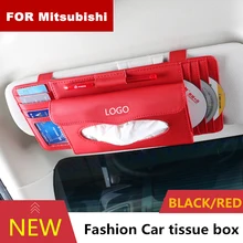 Fashion Car Styling Quality PU Multifunctional sunshade tissue box type pendant tissue box for Mitsubishi logo outlander 3