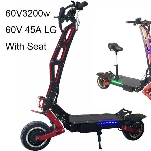 60v3200w45aLG seat Monster 95 км/ч 11 дюймов Dualdrive электрический скутер с 45ah LG литиевая батарея для взрослых E скутер скейтборд Patinete Eletrico - Цвет: 60v3200w45aLG seat