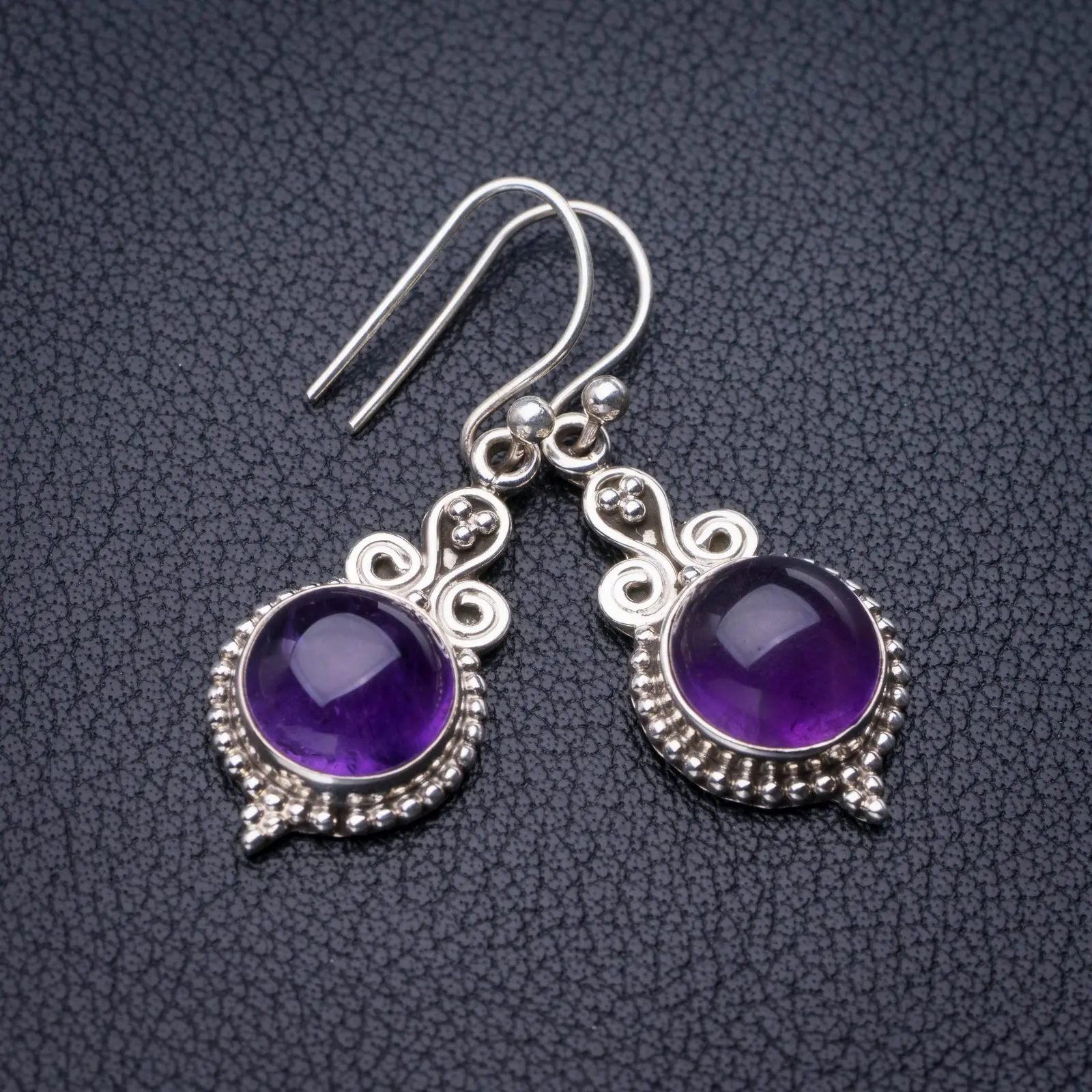 

StarGems Natural Amethyst Handmade 925 Sterling Silver Earrings 1.5" E1182