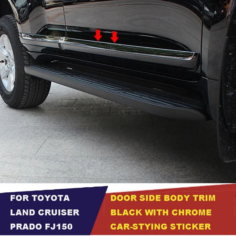 Black door side moulding body moulding cover trim article scratch-resistant for toyota land cruiser prado fj150 2010