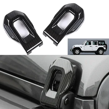 

2pcs Engine Hood trim ABS Carbon Fiber Buckle For Jeep Wrangler JL 2018-19 Decal