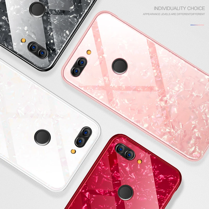 

UTOPER Cases For Huawei P20 Lite Case Tempered Glass Glitter Conch Cover For Huawei P20 Pro Case For Honor View 10 9 Lite Play