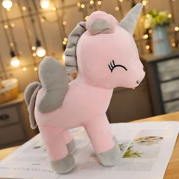 

Cartoon squinting unicorn stuffed plush toy Soft unicorn with swing dolls as kids gift or nap pillows