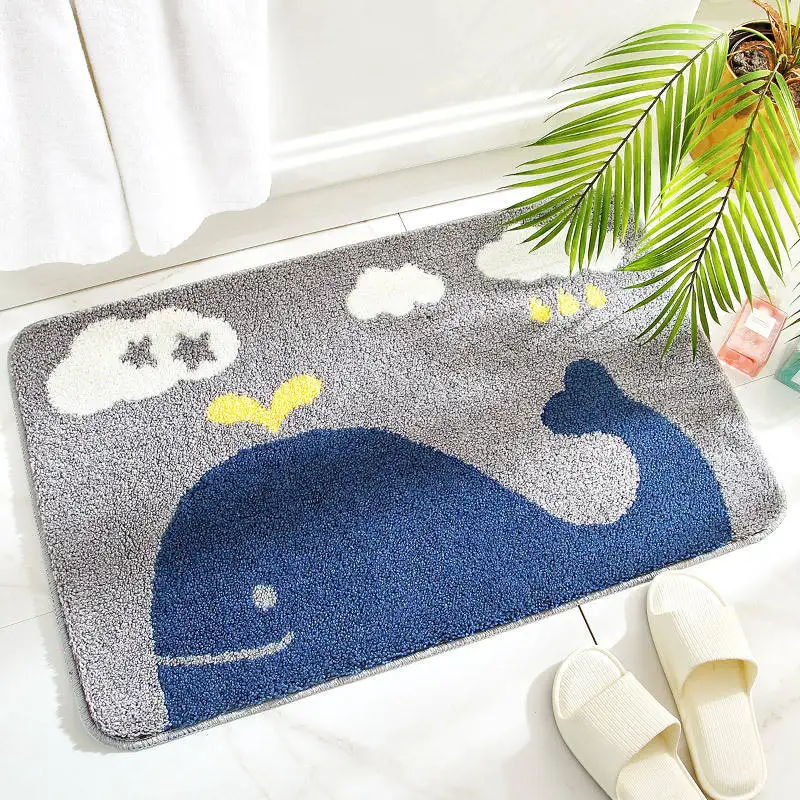 Cute Whale Bath Mat Interiors with Edge