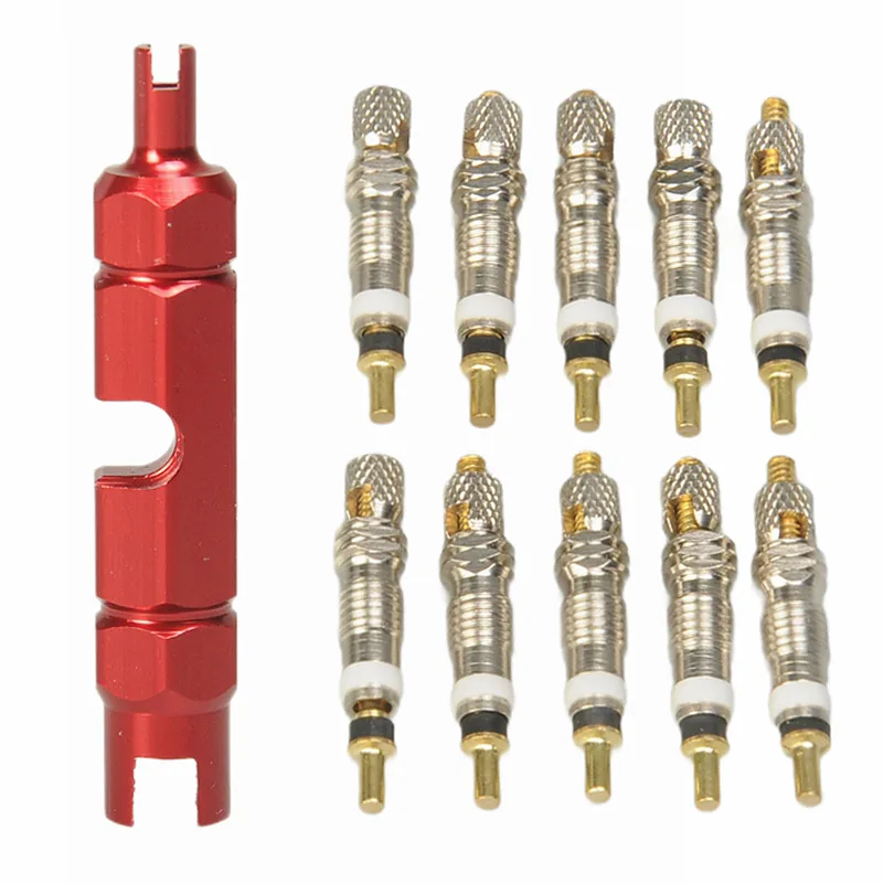 Bicycle Valve Core Tool Set Presta Schrader Valve Core Adapter Fresta Schrader Cap Bicycle Tire Repair Kit 11 Pieces/Set