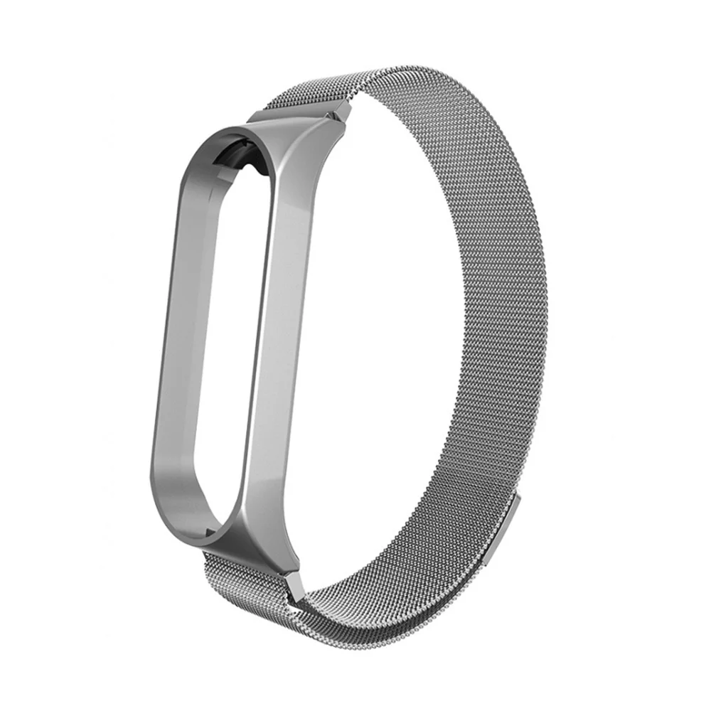 Silver BOORUI металлический ремешок для Xiaomi mi Band 3 4 стальной mi band 4 металлический магнитный mi lanese mi band 3 металлический ремешок умные аксессуары - Цвет: Silver