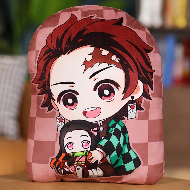 Demônio slayer lâmina anime q versão travesseiro de pelúcia kimetsu não  yaiba tanjirou nezuko recheado boneca de brinquedo de pelúcia decoração  para casa pingente - AliExpress