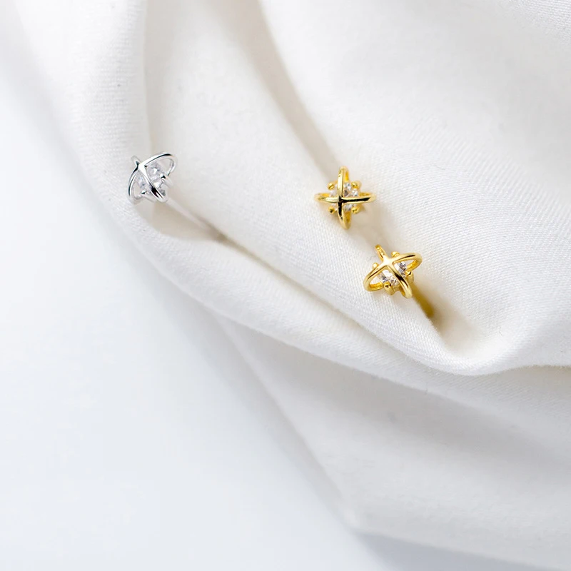 MloveAcc Стерлинговое Серебро 925 пробы милые крошечные звезды CZ 0,5 см X 0,5 см серьги гвоздики простой стиль модные украшения для девушек-подростков женщин