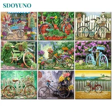 SDOYUNO – peinture à l'huile par numéros sur toile, 60x75cm bricolage sans cadre, pour vélo, décor de maison