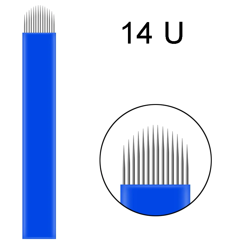 200 шт микроблейдинг иглы nano Agulhas Lamina 0,18 мм Para несколько 12 гибких U образных лезвий татуировки для ручного бровей ручка Tebori - Номер модели: 14U