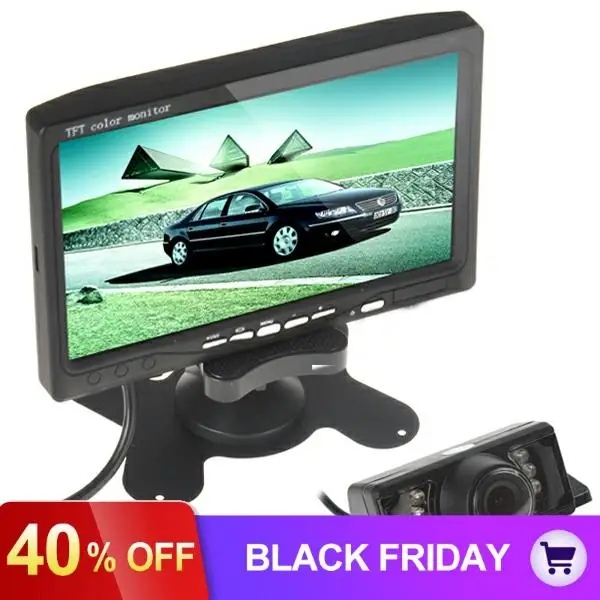 7 дюймов TFT lcd цветной автомобильный монитор заднего вида DVD VCR+ 7 IR светодиодный фонарь Автомобильная камера заднего вида