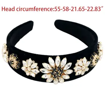 

Baroque Ladies Velvet Headband Handmade Rainbow Imitation Crystal Floral Bandana AXYD