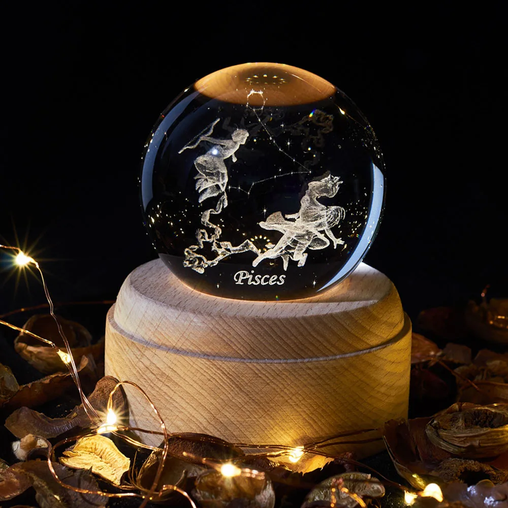 

Pisces Starry Sky Magic 3D Constellation Crystal Ball LED Night Light Cosmos Universe Light Christmas Home Party Kid Wife Gift