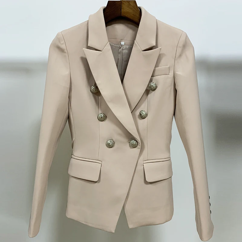 Cheap HIGH QUALITY New Fashion 2019 Designer Blazer Jacket Women s Metal Lion Buttons Double Breasted Blazer Outer Coat Size S XXL