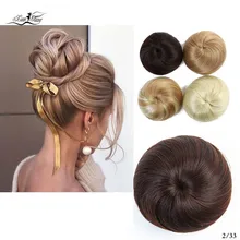 Xuanguang meninas preto cabelo castanho bun cabelo sintético Elastico faixa de borracha chignon cordau donut falso cabelo