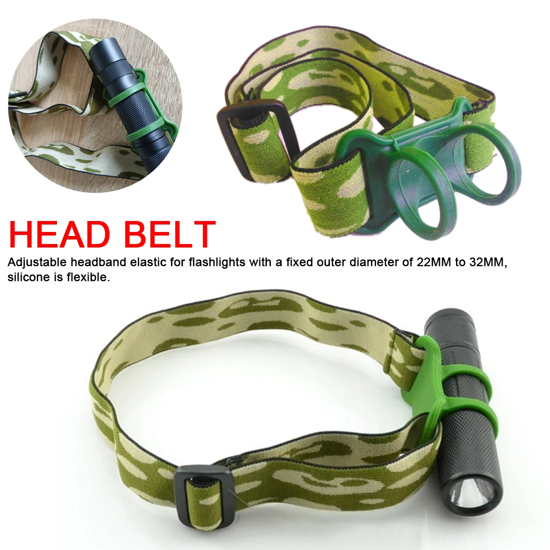 

1pc Flashlight headlights side Head Belt Head Strap Headlight Flashlight Lamp Torch Headlamp silicone elastic