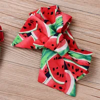 0-36Months Newborn Girl Bodysuit Hairband Set Short Sleeve Watermelon Print Playsuits For Baby Girls Summer Rompers 6
