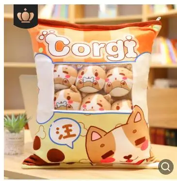 Christmas A Plushie Bag Pudding Toys Mini Animals Doll Sakura Bunny Hamster Penguin Bear Chick Strawberry Dog Cat Pig Plushie - Color: 40cmx50cm (8pcs)