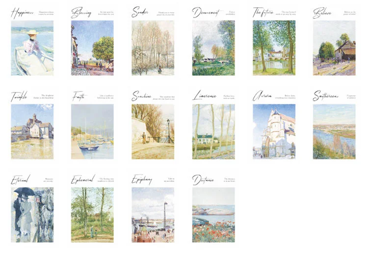 28pcs Small Postcard Cartoon Famous Painting Message Card Writable Bookmark Greeting Lomo Wall Decoration Paper Stationery Gift