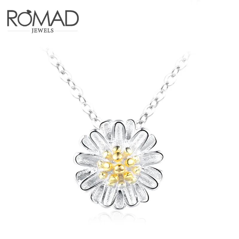 

2017 Delicacy Hipster Fashion Popular Fine Silver Daisy Pendant with Chain Cool Elegant Women's Necklace
