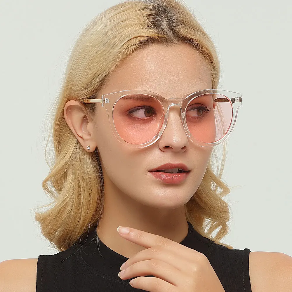 

LONSY Fashion Big Round Sunglasses Women Retro Pink Sun Glasses For Feamle Girls lunettes De Sol Femme