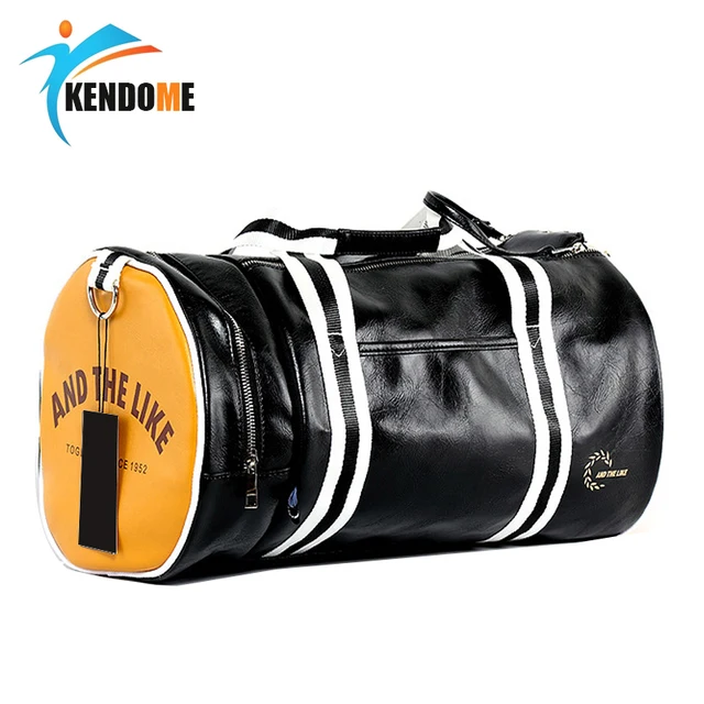 US $22.94 Outdoor Men's Sports Gym Bag PU Leather Training Shoulder Bag With Independent Shoes Pocket Mixed C