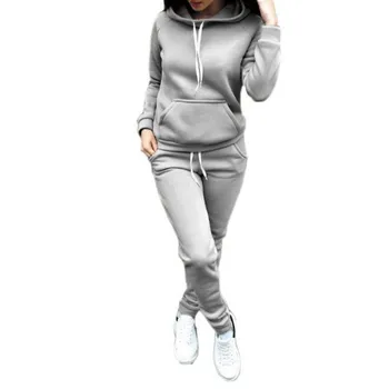 

2 Pcs/Set Autumn Winter Female Hoodies Long Sleeve Sweatshirts Women Pullover Casual Tops Suit