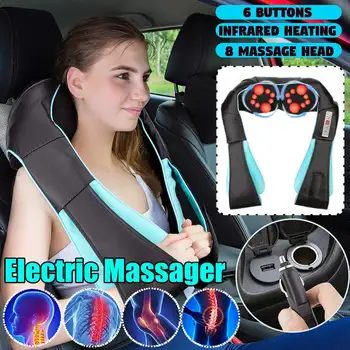 

Home Car U Shape Electrical Shiatsu Back Neck Shoulder Body Massager Infrared Heated Kneading Car/Home Massagem