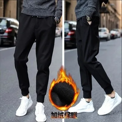 

2018 Autumn And Winter Men's Elasticity Casual Pants Slim Fit Pants Large Size Korean-style Brushed And Thick Athletic Large Siz