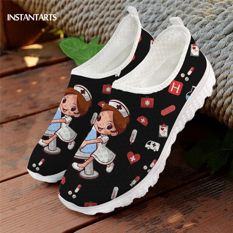 INSTANTARTS zapatillas de deporte con estampado de enfermera, zapatos planos con diseño de jeringa, de aire, Color la moda, para verano|Zapatos planos de mujer| - AliExpress