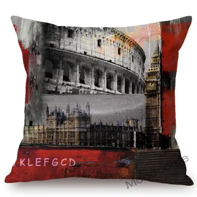 Cojines London City England Pillow Cover Famous Britain Landmarks Cushion Case 