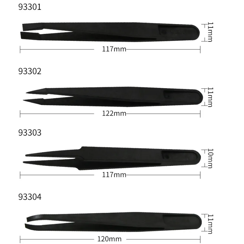 1/8Pcs Multifunction Thicken Anti-static Carbon Fiber Electronic Tweezers Kit ESD Plastic Forceps PCB Repair Hand Tools Set