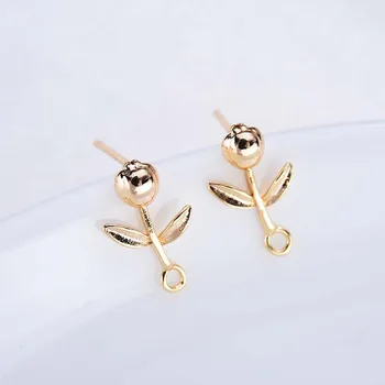 

6PCS 12x8MM 24K Gold Color Brass Leaf Leaves Stud Earrings High Quality Diy Jewelry Findings Accessories