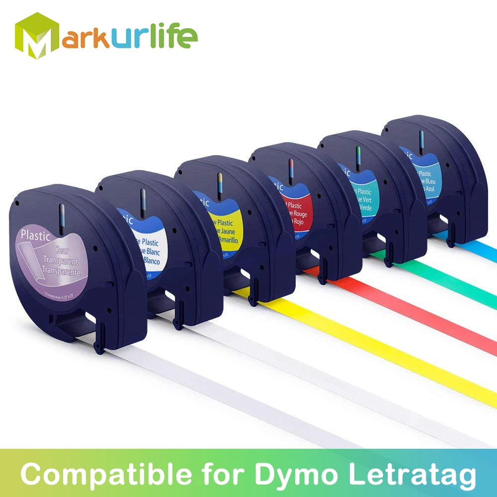 Dymo Compatible Label Tape Refill for Dymo LetraTag LT-100H 91200 91201 12267 12mm 4m 